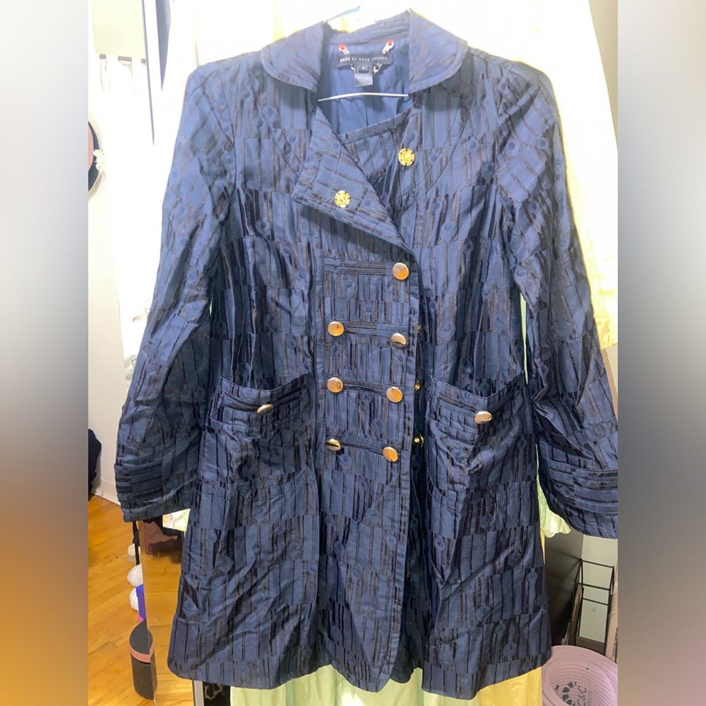 Marc By Marc Jacobs Navy Trench Coat with Gold Buttons